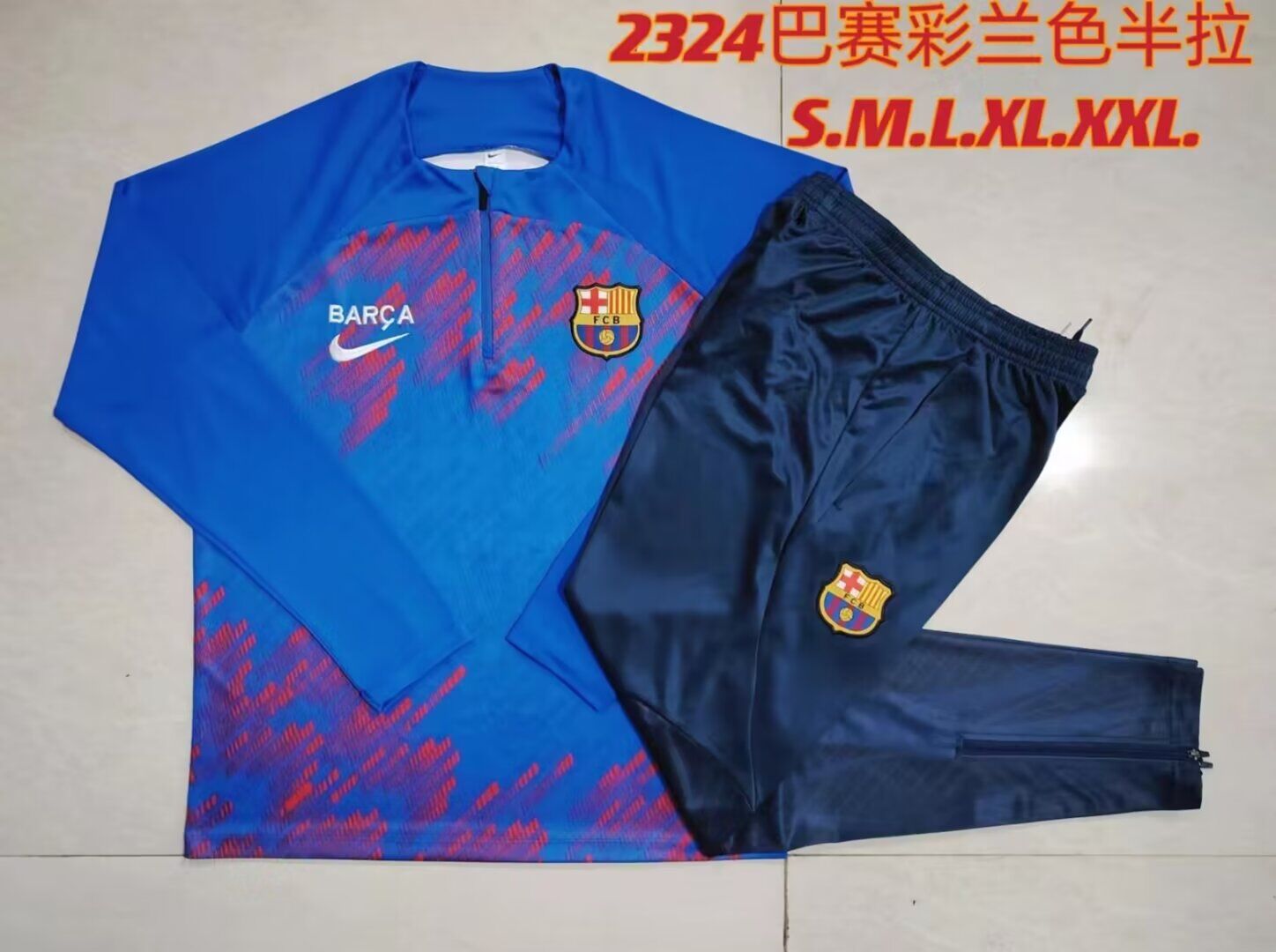 AAA Quality Barcelona 23/24 Tracksuit - Blue/Red
